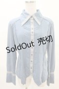 Rozen Kavalier / 配色ラインブラウス  ブルー×グレー H-25-04-10-013-OO-BL-KB-ZH