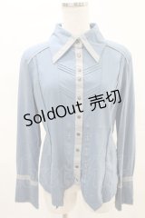Rozen Kavalier / 配色ラインブラウス  ブルー×グレー H-25-04-10-013-OO-BL-KB-ZH