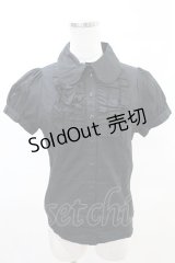 PEACE NOW / フリル丸襟パフスリーブブラウス  黒 H-25-04-10-016-PU-BL-KB-ZH
