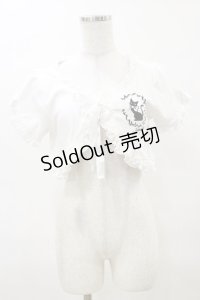 PUTUMAYO / 黒猫刺繍フリルボレロ  白 H-25-04-11-1005-PT-TO-KB-ZH