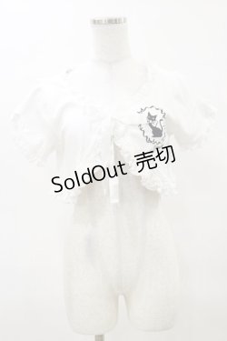 画像1: PUTUMAYO / 黒猫刺繍フリルボレロ  白 H-25-04-11-1005-PT-TO-KB-ZH