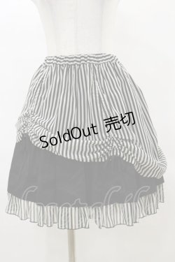画像1: PEACE NOW / ストライプシフォンバッスルスカート  黒 H-25-04-11-1043-PU-SK-KB-ZH