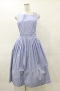 Jane Marple / ストライプのエプロンスカート  ブルーグレイ H-25-04-11-1058-JM-SK-KB-ZH