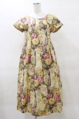 Jane Marple Dans Le Salon / Flower Wallpaperのエンパイアドレス  ベージュ H-25-04-11-1062-JM-OP-KB-ZH