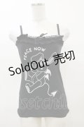 PEACE NOW / プリントフリルキャミソール  黒 H-25-04-11-1009-PU-TO-KB-ZH