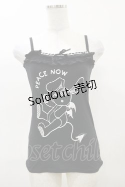 画像1: PEACE NOW / プリントフリルキャミソール  黒 H-25-04-11-1009-PU-TO-KB-ZH