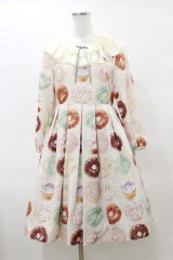 Leur Getter / Pastel Donuts袖付きワンピース M グレー H-25-04-11-1068-LU-OP-KB-ZH