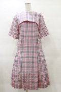 Jane Marple / フレンチマドラスドミトリードレス M ピンク H-25-04-11-1069-JM-OP-KB-ZH
