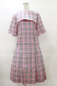 Jane Marple / フレンチマドラスドミトリードレス M ピンク H-25-04-11-1069-JM-OP-KB-ZH