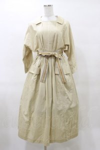 Jane Marple / フレンチロゴリボンタブリエドレス  ライトベージュ H-25-04-11-1074-JM-OP-KB-ZH