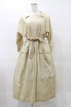 画像1: Jane Marple / フレンチロゴリボンタブリエドレス  ライトベージュ H-25-04-11-1074-JM-OP-KB-ZH