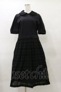 Jane Marple / ヴィンテージストライプレースコラボレーションドレス  ブラック×ブラック H-25-04-11-1076-JM-OP-KB-ZH