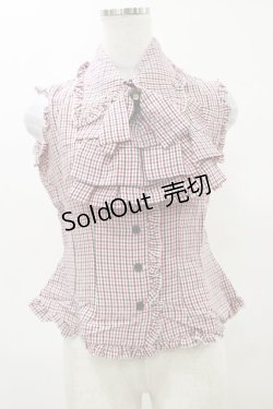 画像1: MARBLE / フリルタイ付きノースリーブブラウス  赤チェック H-25-04-11-1015-GO-BL-KB-ZH