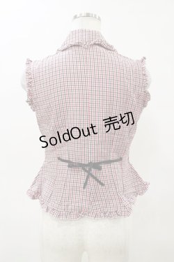 画像2: MARBLE / フリルタイ付きノースリーブブラウス  赤チェック H-25-04-11-1015-GO-BL-KB-ZH