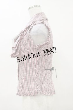 画像3: MARBLE / フリルタイ付きノースリーブブラウス  赤チェック H-25-04-11-1015-GO-BL-KB-ZH