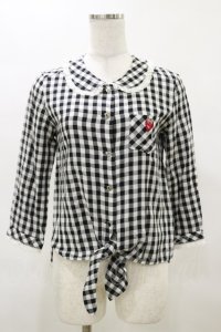 MILK / ベリーギンガムブラウス  黒 H-25-04-11-1017-ML-BL-KB-ZH