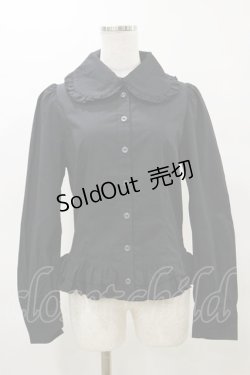画像1: PEACE NOW / フリル丸襟ブラウス  黒 H-25-04-11-1019-PU-BL-KB-ZH