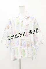 MILKBOY / DRINK YOUシャツ  ホワイトベース×サックス H-25-04-11-1022-MB-TO-KB-ZH