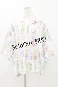 MILKBOY / DRINK YOUシャツ  ホワイトベース×サックス H-25-04-11-1022-MB-TO-KB-ZH