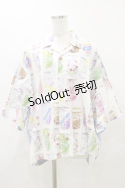 画像1: MILKBOY / DRINK YOUシャツ  ホワイトベース×サックス H-25-04-11-1022-MB-TO-KB-ZH