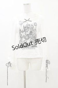 PUTUMAYO / バラ窓編み上げフレア袖カットソー  白×黒 H-25-04-11-1031-PT-TO-KB-ZH