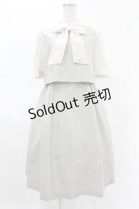 Maison de FLEUR Petite Robe canone / きみと約束ツイード風ワンピース M Gray Beige H-25-04-11-010-EL-OP-NS-ZH