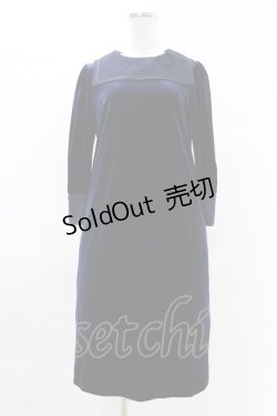 画像1: Maison de FLEUR Petite Robe canone / セーラーカラーベロアワンピース M Navy H-25-04-11-014-EL-OP-NS-ZH