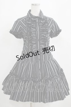 画像1: ALGONQUINS / ストライプシャツワンピース  黒 H-25-04-12-027-AL-OP-KB-ZH