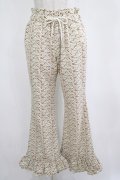 Candy Stripper / FLORAL GIRLY FRILL HEM FLARE PANTS  アイボリー H-25-04-12-043-PU-PA-KB-ZH