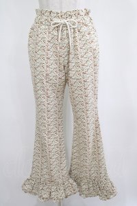 Candy Stripper / FLORAL GIRLY FRILL HEM FLARE PANTS  アイボリー H-25-04-12-043-PU-PA-KB-ZH