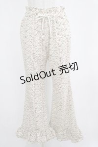 Candy Stripper / FLORAL GIRLY FRILL HEM FLARE PANTS  アイボリー H-25-04-12-043-PU-PA-KB-ZH