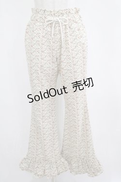 画像1: Candy Stripper / FLORAL GIRLY FRILL HEM FLARE PANTS  アイボリー H-25-04-12-043-PU-PA-KB-ZH