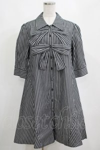 MILK / ツインリボンシャツワンピース  ブラック H-25-04-12-044-ML-OP-KB-ZH