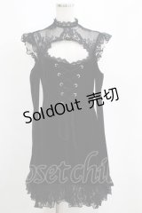 KILL STAR / レースアップベルベットドレス S ブラック H-25-04-12-046-SL-OP-KB-ZH