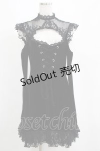 KILL STAR / レースアップベルベットドレス S ブラック H-25-04-12-046-SL-OP-KB-ZH