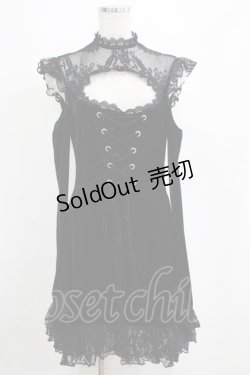 画像1: KILL STAR / レースアップベルベットドレス S ブラック H-25-04-12-046-SL-OP-KB-ZH