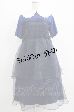 画像1: Candy Stripper / SHEER SHIRRING DRESS 2 ネイビー H-25-04-12-005-PU-OP-KB-ZH