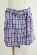 Candy Stripper / CHECK BELTED SKIRT S ブルー H-25-04-12-049-PU-SK-KB-ZH