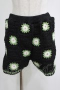 Candy Stripper / FLOWER CROCHET KINT SHORT PANTS  ブラック×グリーン H-25-04-12-052-PU-PA-KB-ZH