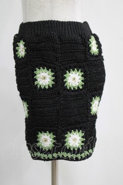 画像2: Candy Stripper / FLOWER CROCHET KINT SHORT PANTS  ブラック×グリーン H-25-04-12-052-PU-PA-KB-ZH