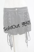 KILL STAR / レースアップフェイクレザーショートパンツ L 黒 H-25-04-12-053-SL-PA-KB-ZH