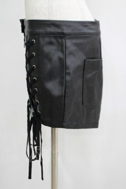 画像2: KILL STAR / レースアップフェイクレザーショートパンツ L 黒 H-25-04-12-053-SL-PA-KB-ZH
