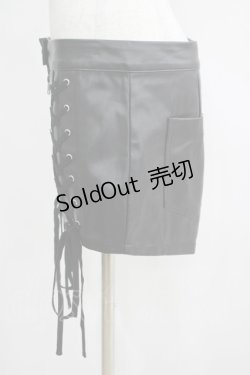 画像2: KILL STAR / レースアップフェイクレザーショートパンツ L 黒 H-25-04-12-053-SL-PA-KB-ZH