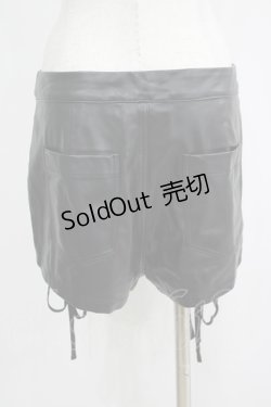 画像3: KILL STAR / レースアップフェイクレザーショートパンツ L 黒 H-25-04-12-053-SL-PA-KB-ZH