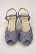 an another angelus / レースカットワークサンダル L サックス H-25-04-12-1012-CA-SH-NS-ZH