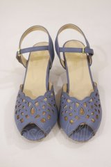 an another angelus / レースカットワークサンダル L サックス H-25-04-12-1012-CA-SH-NS-ZH