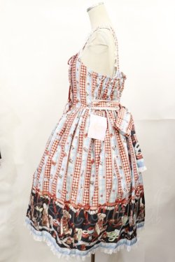 画像2: metamorphose / 【プラスサイズ】Happy Sewing Time フリルジャンパースカート+ヘッドドレスセット プラスサイズ サックス赤系(Saxe Blue/Red) H-25-04-12-1042-ME-OP-NS-ZH