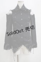 ACDC RAG / 編み上げブラウス  黒 H-25-04-12-057-PU-BL-KB-ZH