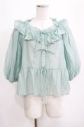 Candy Stripper / ANGELIC RIBBON SHEER BLOUSE  ミント H-25-04-12-061-PU-BL-KB-ZH