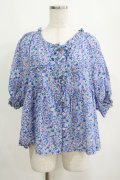 Jane Marple / Bonjour Millefleursスモックブラウス  ブルー H-25-04-12-062-JM-BL-KB-ZH